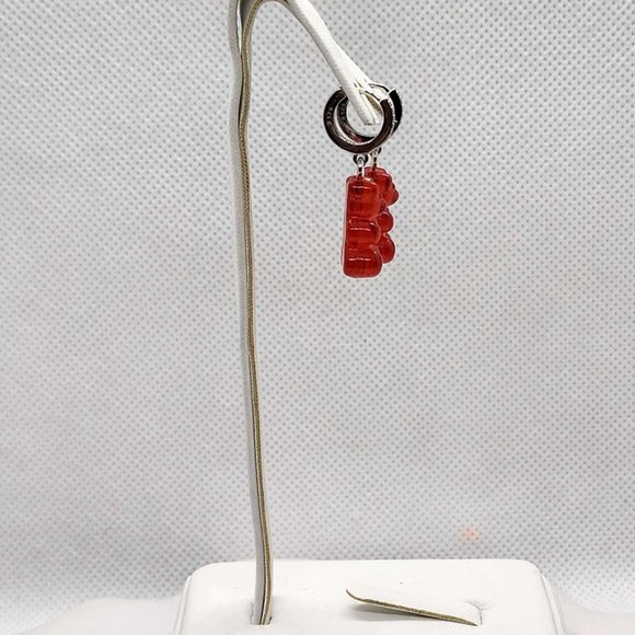 Brand New Sterling Silver 925 RED Teddy Bear Huggy Earrings - Picture 2 of 4